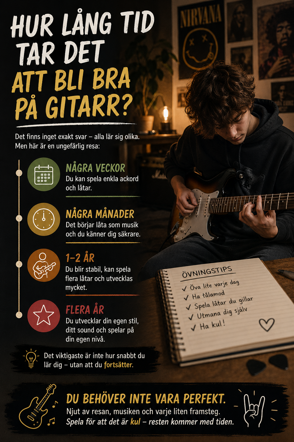 Hur lång tid tar det att bli bra på gitarr?
