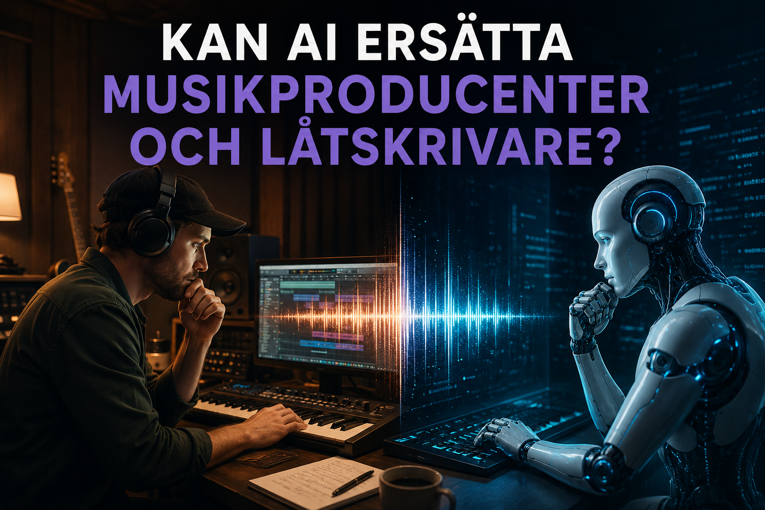 Bild på robot och en musiker