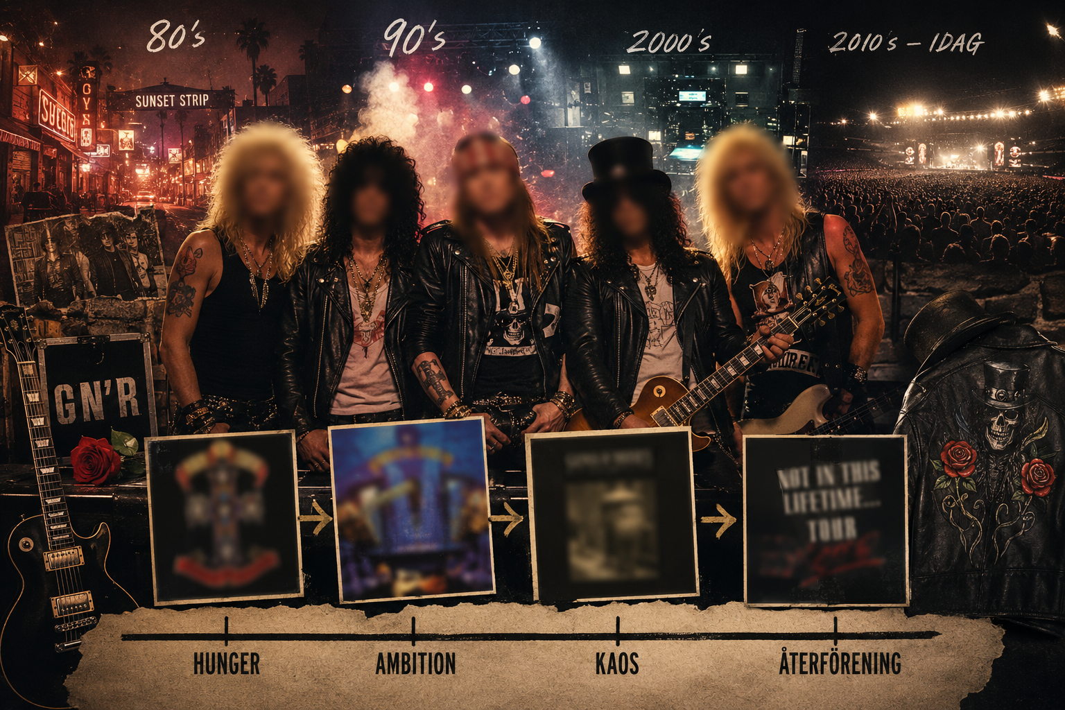 Guns 'N' Roses med blurrade ansikten