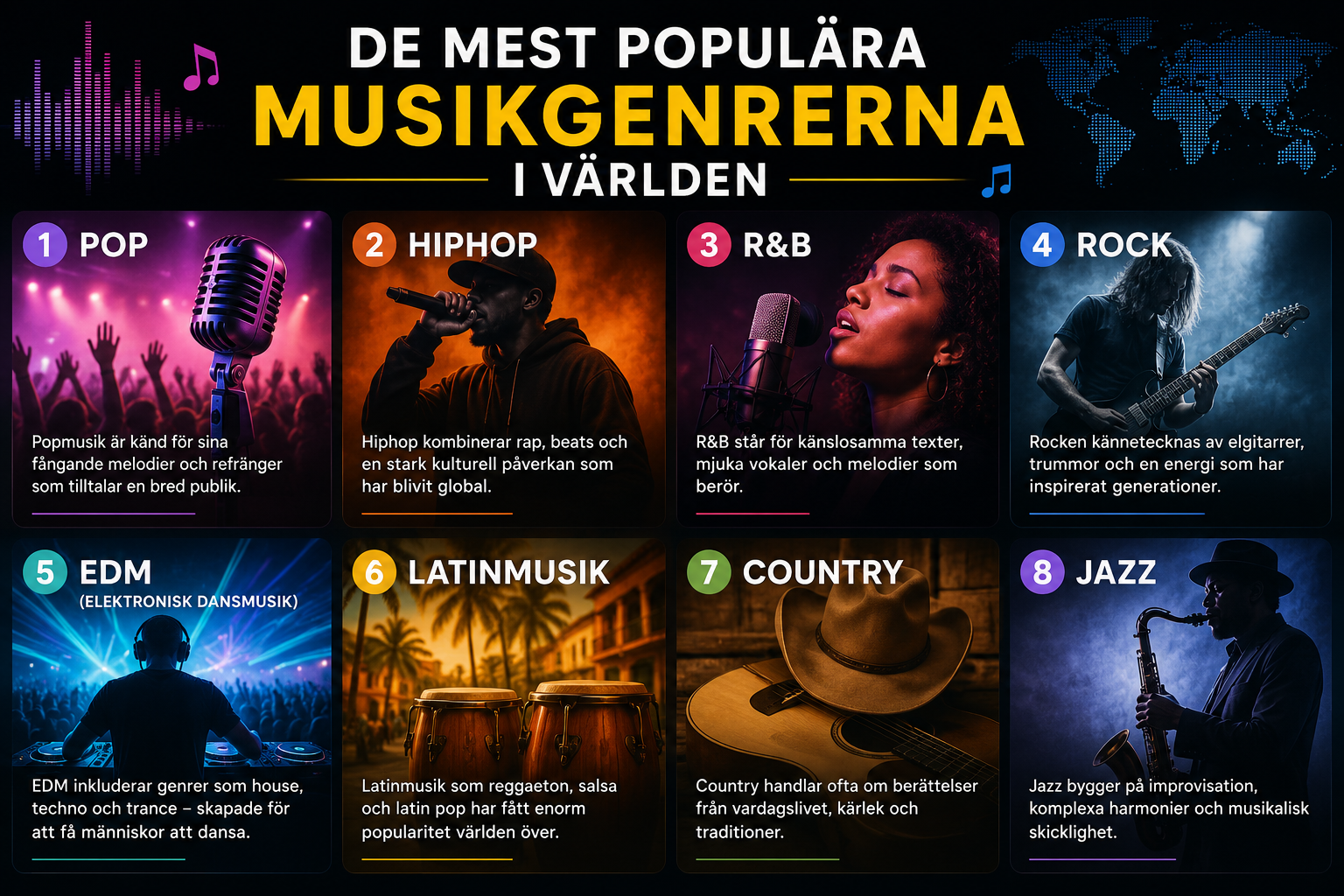 Mest populära musikgenrer